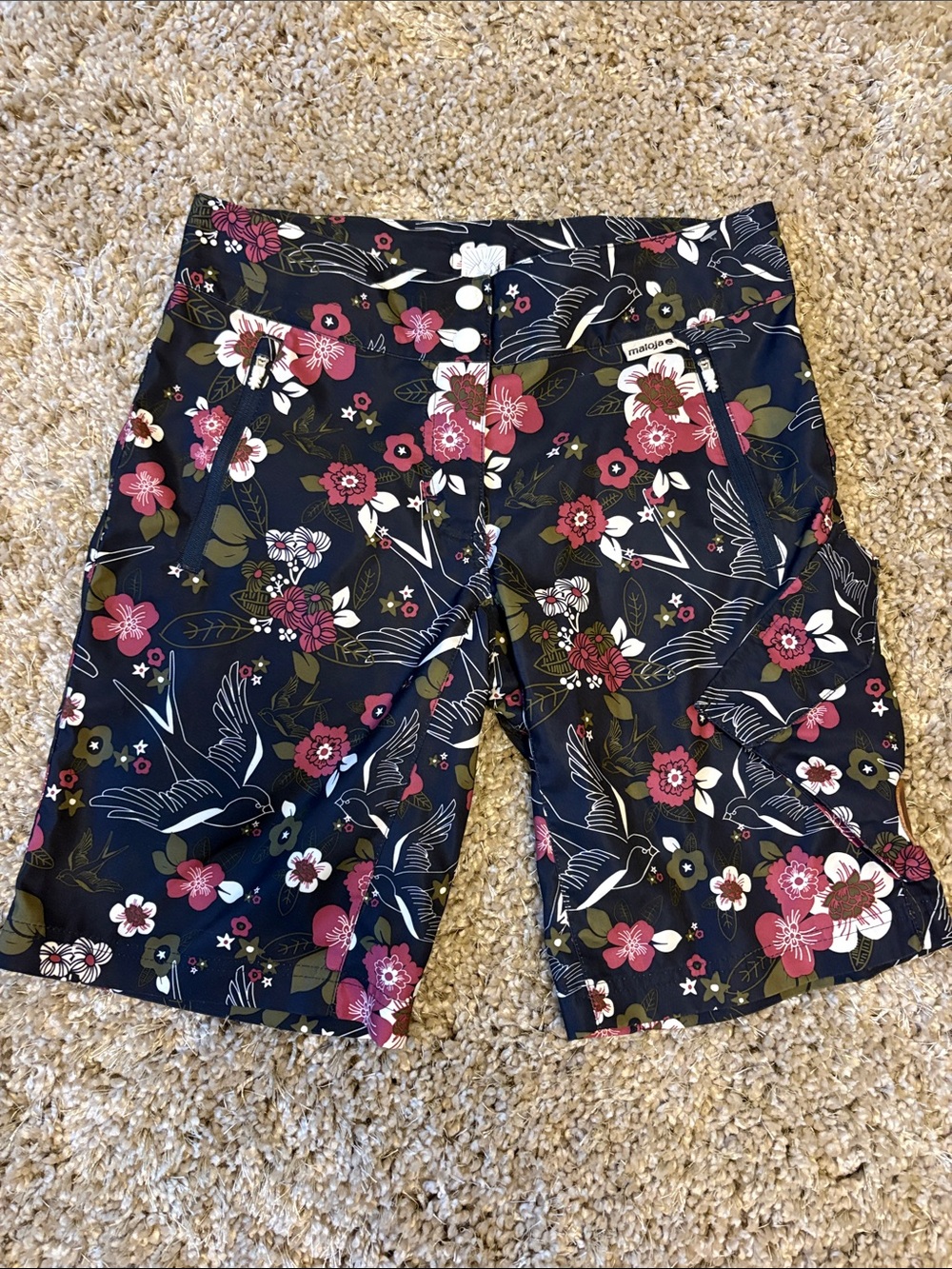 Maloja Navy Floral & Bird Print Shorts